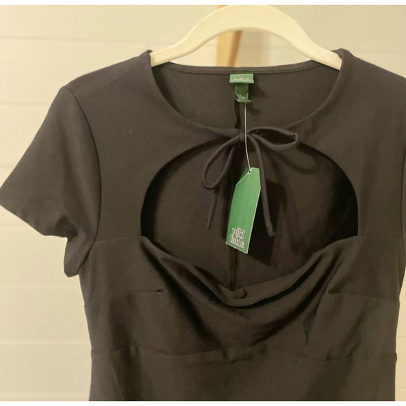 Wild Fable Black Mini Dress with a square neckline and tie detail side zipper - Picture 7 of 7